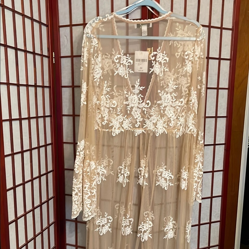 Forever 21 Cream Floral Lace Kimono|Size 2X|NWT. - Picture 7 of 8